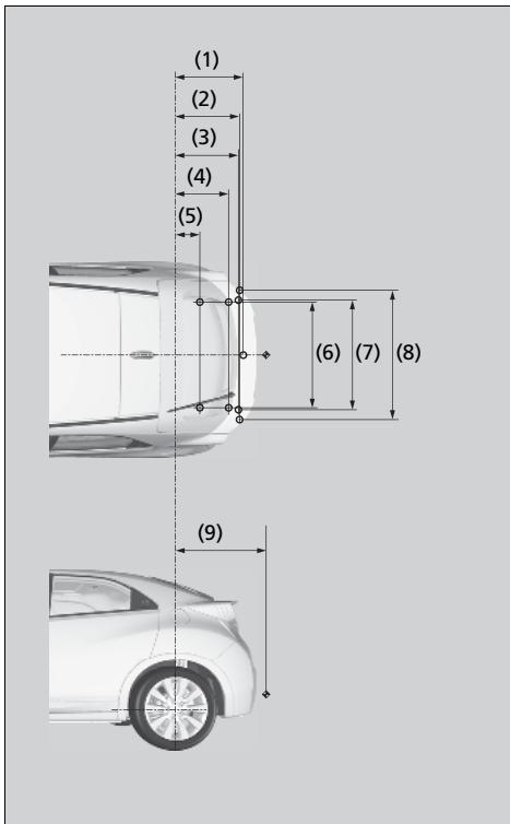 Honda Civic 9 Phase 1 (2012-2015) - ■ Point de montage/porte-à-faux arrêté du dispositif d'attelage*1 - 1
