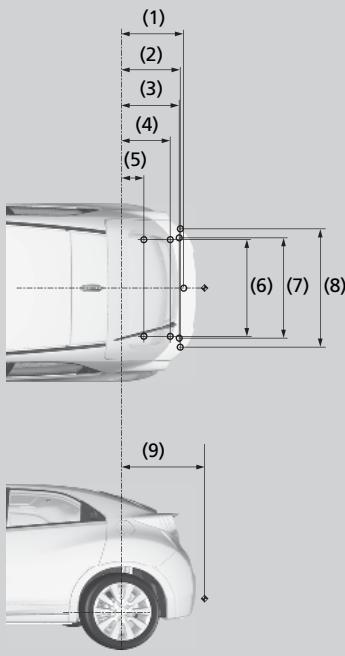 Honda Civic 9 Phase 1 (2012-2015) - ■ Point de montage/porte-à-faux arrêté du dispositif d'attelage*1 - 1