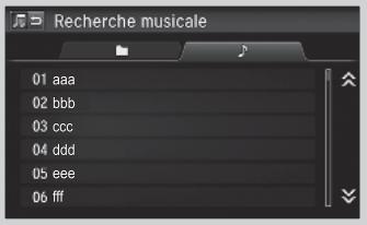 Honda Civic 9 Phase 1 (2012-2015) - Comment sélectionner un fichier à partir de la liste de recherche de musique (MP3/WMA/AAC) - 3