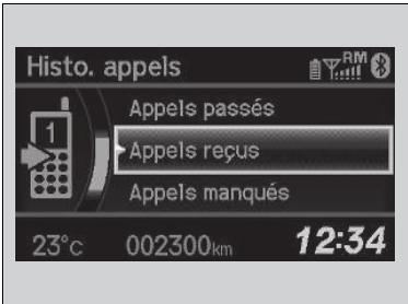 Honda Civic 9 Phase 1 (2012-2015) - Pour passer un appel en utilisant l'historique des appels - 1