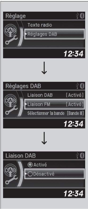 Honda Civic 9 Phase 1 (2012-2015) - Pour rechercher une station DAB de la liste de services ou de la liste de l'ensemble - 3