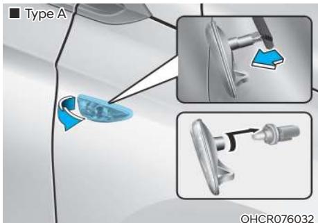 HYUNDAI Venue QX (2019) - Remplacement de clignotant latéral (selon l'équipement) - 1