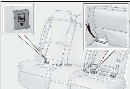 LEXUS LS XF50 Phase 1 (2017-2020) - Ancrages inférieurs ISOFIX (siège de sécurité enfant ISOFIX) - 1