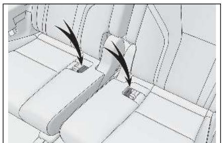 LEXUS LM AW10 Phase 2 (2023) - Débouclage et rangement de la ceinture de sécurité (pour le siège central de la troisième rangée de sièges) (modèles 7 places) - 4