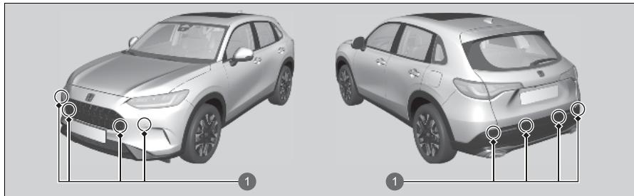 Honda ZR-V (2022) - Emplacement et portee des capteurs - 1
