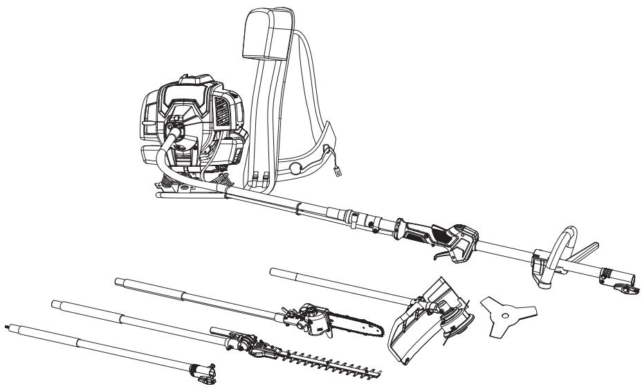 TITAN TT5MTP33BP-2 - Outil multifonction dorsal 5-en-1 33 cm³ - 1
