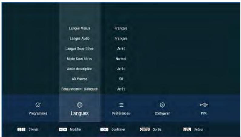 CGV E-SAT4K - LE MENU LANGUES - 1