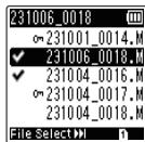 OM SYSTEM WS 882 - Appuyez sur la touche + ou - pour sélectionner le fichier que vous voulez effacer, puis appuyez sur la touche ▶▶▶ I pour confirmer votre sélection. - 2