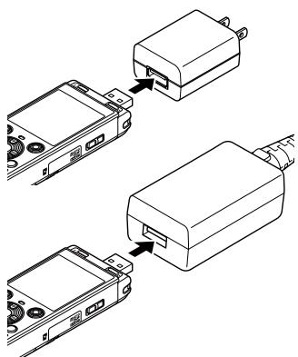 OM SYSTEM WS 882 - Connectez l'enregistreur à un port USB de l'adaptateur secteur. - 1