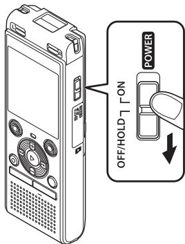 OM SYSTEM WS 882 - Lorsque l'enregistreur est en mode d'arrêt, actionnez le commutateur POWER en position [OFF/HOLD]. - 1