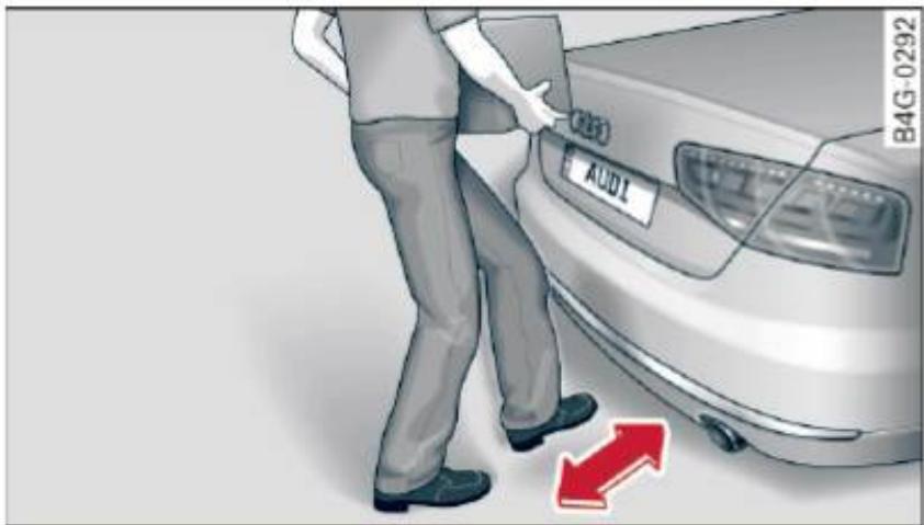AUDI A8 S8 (2014) - Ouverture du capot du compartiment à bagages activée par le mouvement - 1