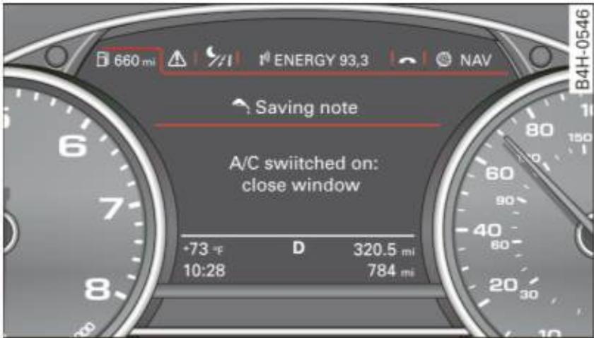 AUDI A8 S8 (2014) - Messages d'économie de carburant - 1