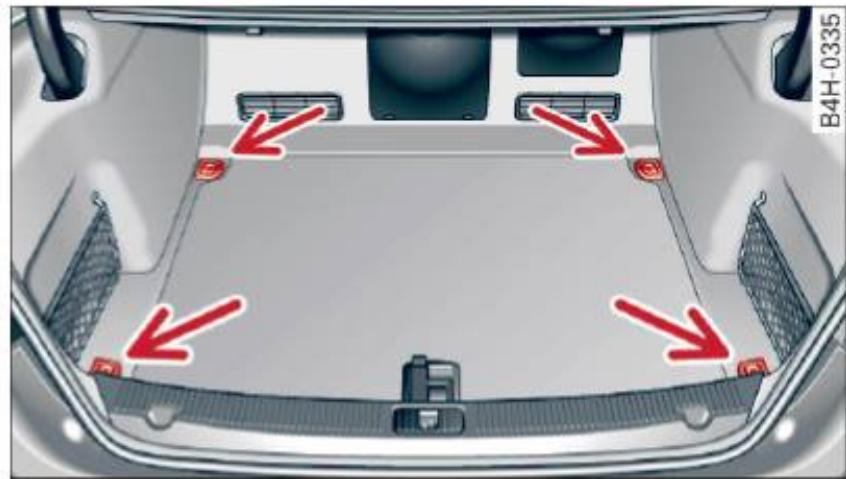 AUDI A8 S8 (2014) - Dispositifs d'arrimage et filet du compartiment à bagages - 1