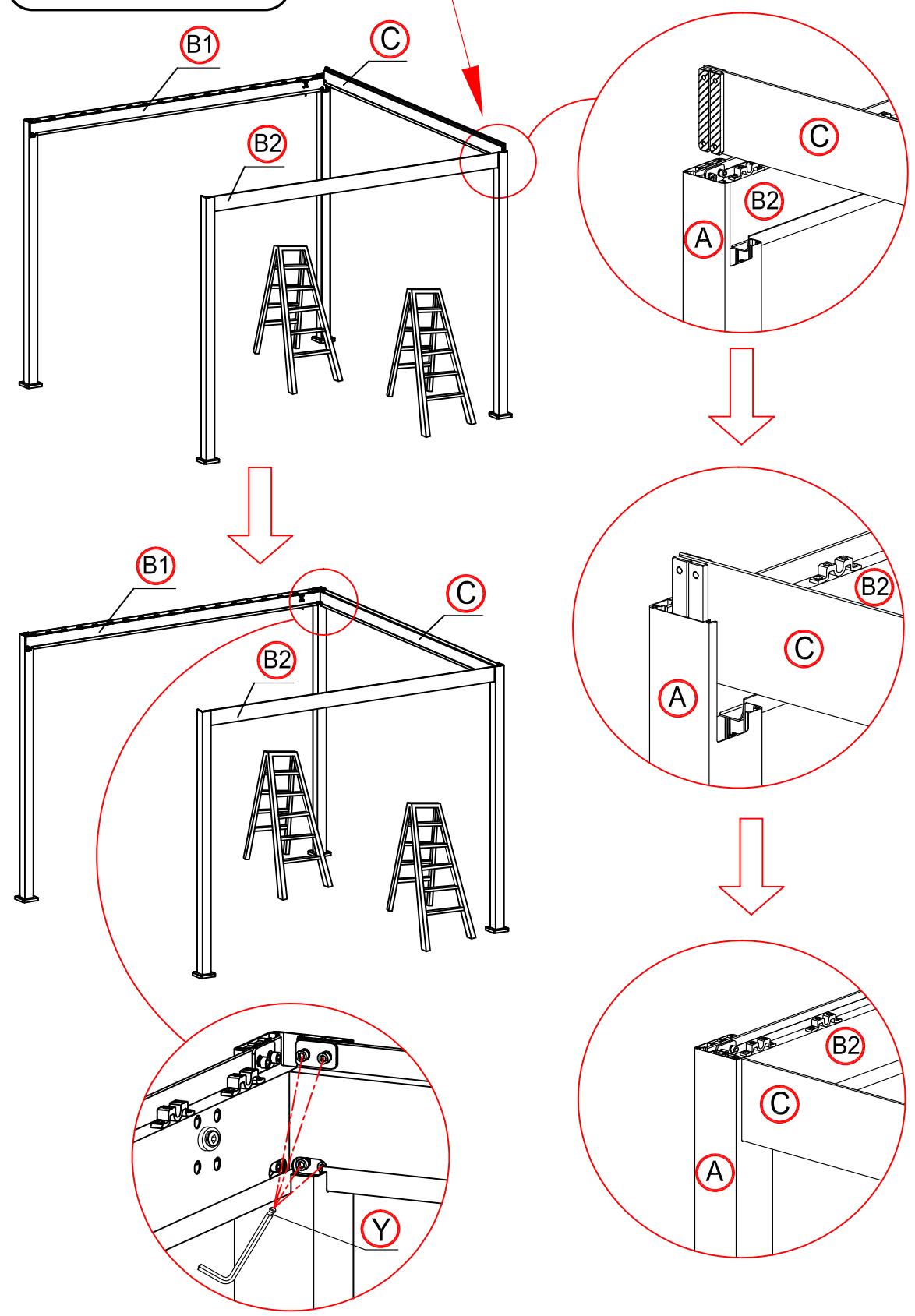 BRICO DEPOT Pergola en aluminium lames orientables - Outils non fournis, nécessaires au montage - 6
