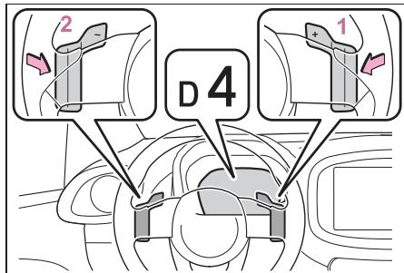 TOYOTA Aygo X - Selection des rapportes de démultiplication en position D (vehicules équipés de palettes de passage de vitesse) - 1