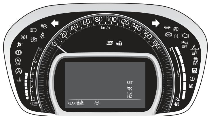 TOYOTA Aygo X - Témoins d'alerte et tímoins indicateurs affichés au combiné d'instruments - 1