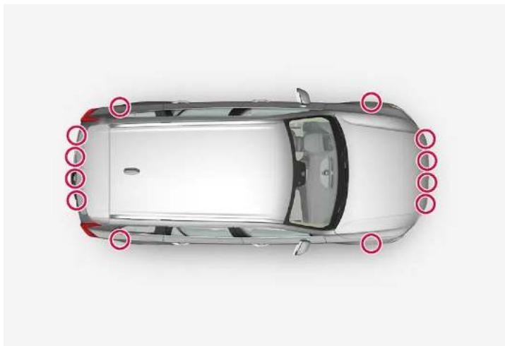 VOLVO S90 Hybride (2024) - Emplacement des capteurs de stationnement - 1
