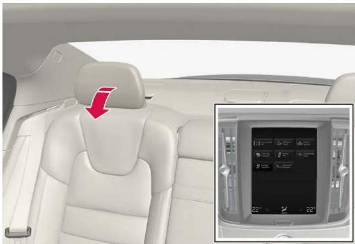 VOLVO S60 Hybride (2024) - Rabattement de l'appui-tête extérieur de la banquette arrière à l'aide de l'écran central\* - 1