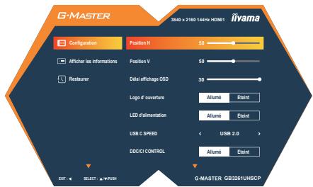 IIYAMA G-Master - GB3261UHSCP - Configuration Setup Menu - 1