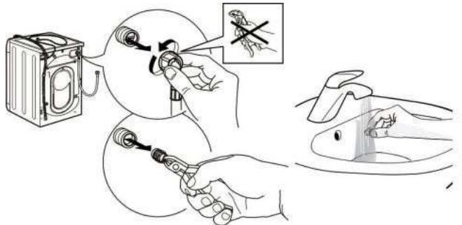 FAGOR FLS0805IDAW - FLS0805IDAS - Nettoyage du filtre à mailles dans le tuyau d'arrivée d'eau et de la vanne d'arrivée d'eau - 3