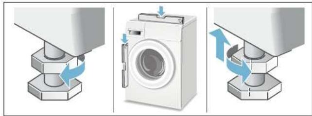 FAGOR FLS0805IDAW - FLS0805IDAS - Procédure pour ajuster les pieds de l'appareil : - 1