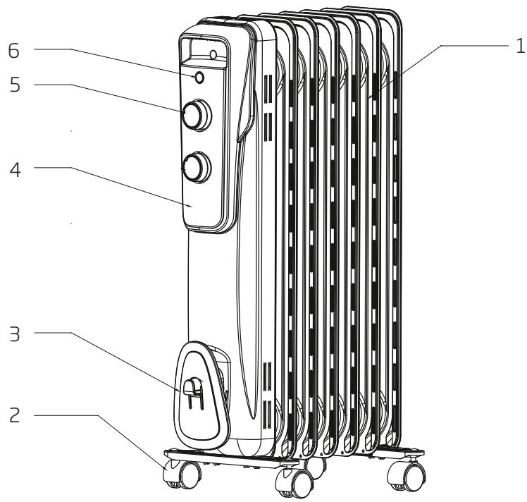 BEKO RHO5220 - Vue d'ensemble du radiateur bain d'huile - 1