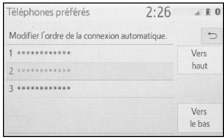 TOYOTA Hilux - Navigation et Multimédia - ■ Modification de la priorité de connexion automatique des appareils Bluetooth® - 1