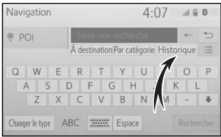 TOYOTA Hilux - Navigation et Multimédia - Saisie de mots clés à partir de la liste d'historique - 1