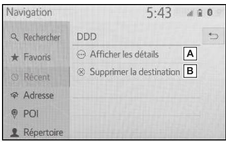 TOYOTA Hilux - Navigation et Multimédia - Modification des informations de l'entrée - 4