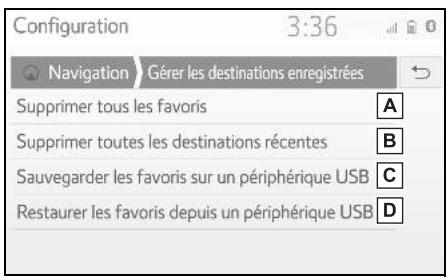 TOYOTA Hilux - Navigation et Multimédia - Affichage de l'écran de gestion des destinations enregistrées - 1