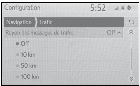 TOYOTA Hilux - Navigation et Multimédia - Paramétrage du filtre de rayon - 1