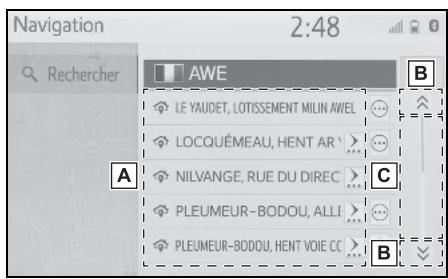 TOYOTA Hilux - Navigation et Multimédia - Défilement de l'écran de liste - 1