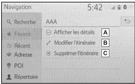 TOYOTA Hilux - Navigation et Multimédia - Modification des informations de l'entrée - 3