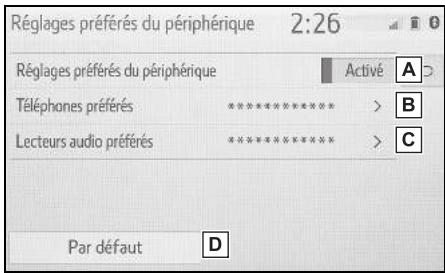 TOYOTA Hilux - Navigation et Multimédia - Réglage de la priorité de connexion automatique - 1