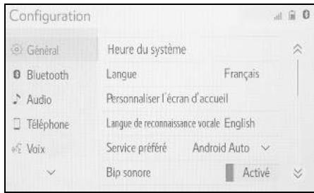 TOYOTA Hilux - Navigation et Multimédia - Affichage de l'écran des réglages généraux - 2