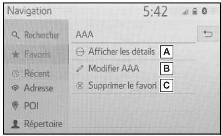 TOYOTA Hilux - Navigation et Multimédia - Modification des informations de l'entrée - 2