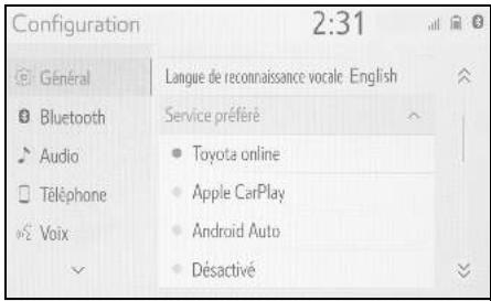 TOYOTA Hilux - Navigation et Multimédia - Paramètres "Preferred service" - 1