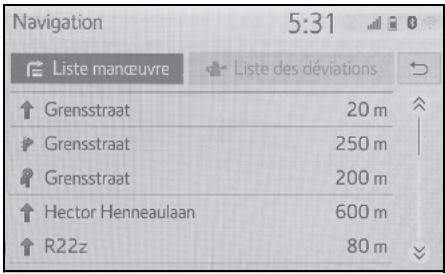 TOYOTA Hilux - Navigation et Multimédia - Evitement d'un segment d'itinéraire à partir de la liste de changements de direction - 1