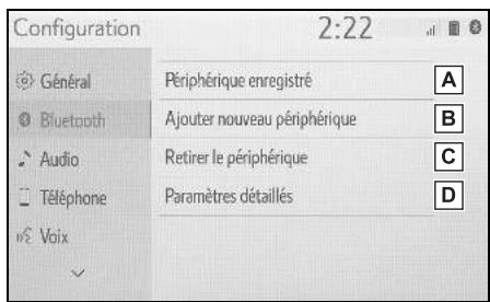 TOYOTA Hilux - Navigation et Multimédia - Ecran de configuration Bluetooth® - 1
