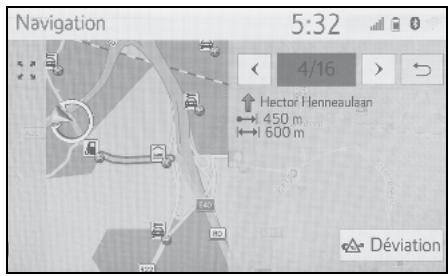 TOYOTA Hilux - Navigation et Multimédia - Evitement d'un segment d'itinéraire à partir de la liste de changements de direction - 2