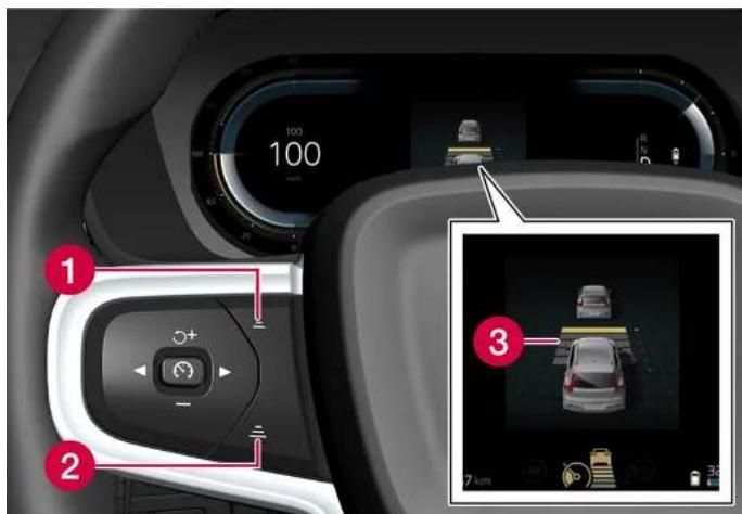 VOLVO V90 Cross Country (2025) - Régler la distance temporelle au véhicule qui précède - 1