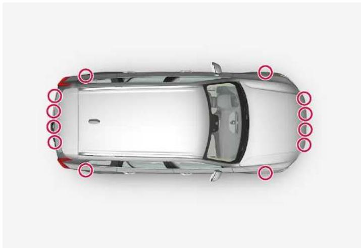 VOLVO V90 Cross Country (2025) - Position des unités radar - 2