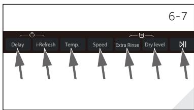 6-7 Delay i-Refresh Temp. Speed Extra Rinse Dry level MI