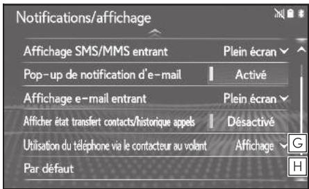 LEXUS LS XF50 - Système de navigation - Écran des paramètres des notifications/d'affichage - 2