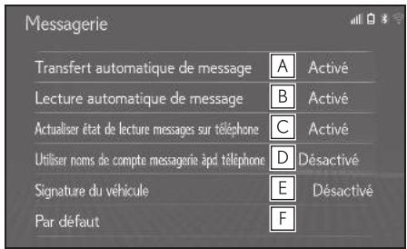 LEXUS LS XF50 - Système de navigation - Écran des paramètres de la messagerie - 1