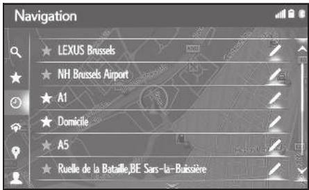 LEXUS LS XF50 - Système de navigation - Recherche à partir des dernières destinations - 1