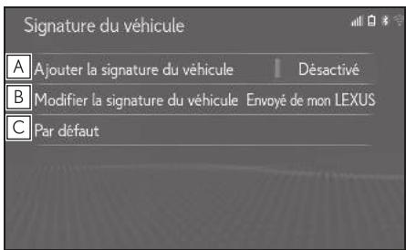 LEXUS LS XF50 - Système de navigation - Paramètres de signature du vehicule - 1