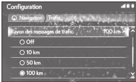 LEXUS LS XF50 - Système de navigation - Paramétrage du filtré de rayon - 1