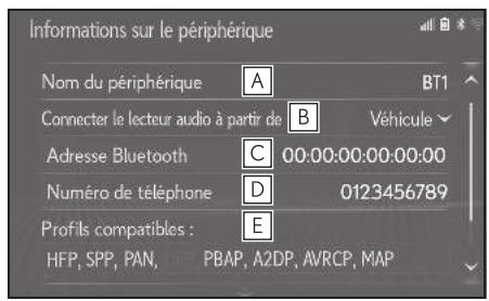 LEXUS LS XF50 - Système de navigation - Modification des informations du dispositif Bluetooth® - 2