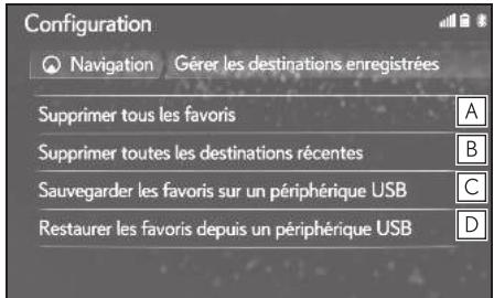 LEXUS LS XF50 - Système de navigation - Affichage de l'écran de gestion des destination enregistrées - 2